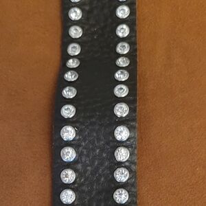 Black Leather Bracelet with Silver Studs